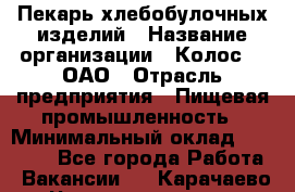 Пекарь хлебобулочных изделий › Название организации ­ Колос-3, ОАО › Отрасль предприятия ­ Пищевая промышленность › Минимальный оклад ­ 21 000 - Все города Работа » Вакансии   . Карачаево-Черкесская респ.